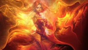 DotA 2 Fantasy Fire Flame Goddess Lina Desktop Background