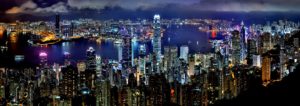 Hong Kong Skyline Night Architecture Asia Panorama