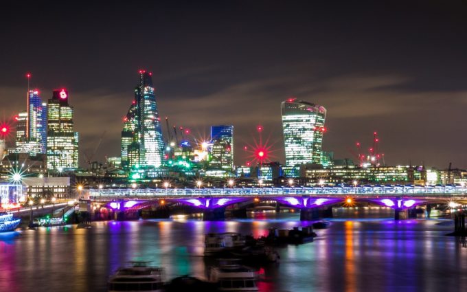 London Night Lights Thames River Panorama