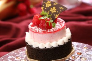 Chocolate Cake With White Icing and Strawberry on Top With Chocolate Desktop Wallpapers