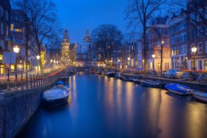 Amsterdam Night Canals Evening Desktop Wallpapers