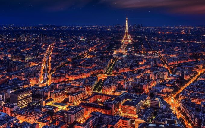 Paris Eiffel Tower Night City Desktop Wallpapers