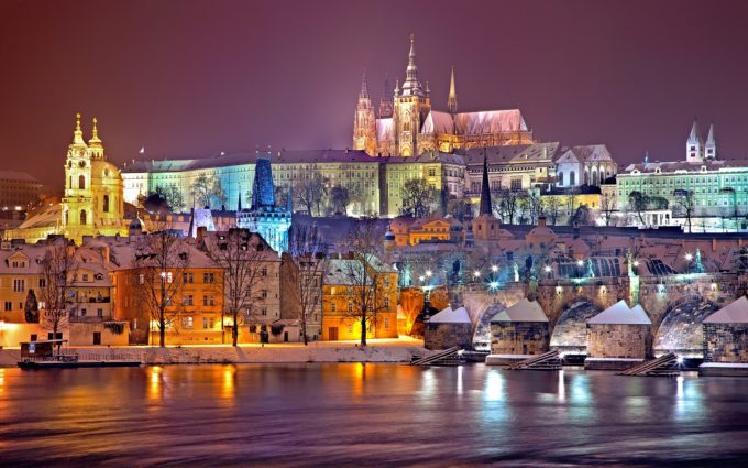 Prague Winter Night Czech Republic Desktop Wallpapers
